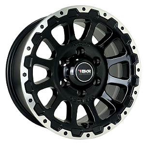 Jogo de Rodas OFF-ROAD Modelo M15 Aro 16 / tala 7 / furação 5x114, 5x139, 6x114 e 6x139 Offset 10 Preto Diamantado e Dourado Borda Preto