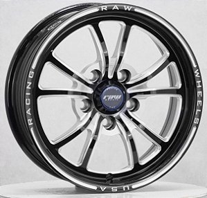 Roda Raw Racing Exocet / Aro 15 tala 5,5 / furação 5x114,3 / Off-set 3 / Black Milling