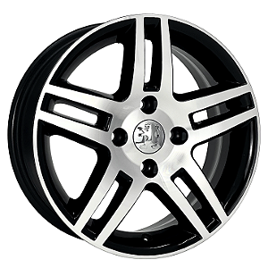 Jogo de Rodas Peugeot 308 Aro 15 / tala 6 / furação 4x108 Offset 25 Preto Diamantado e Grafite Fosco