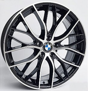 Jogo de Rodas BMW 335i Bi-turbo Aro 18 / tala 7 / furação 5x114 e 5x120 Offset 40 Preto Diamantado e Grafite Diamantado