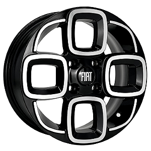 Jogo de Rodas KR R60 Modelo UNO SPORTING Aro 14 / tala 6 / furação 4x98 Offset 35 Preto Diamantado