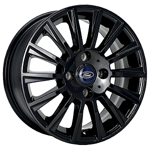 Jogo de Rodas KR R66 Fiesta Sport Aro 14 / tala 6 / furação 4x108 Offset 30 Preto e Prata Especial