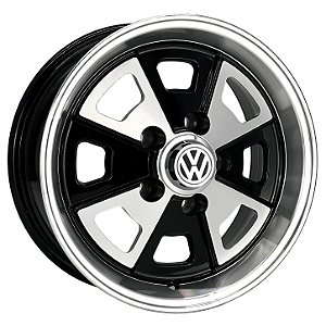 Jogo de Rodas KR R84 Modelo VW Porsche Aro 14 / tala 6 / furação 4x130 e 5x112 Offset 27 Preto Diamantado, Grafite Diamantado e Prata Diamantado
