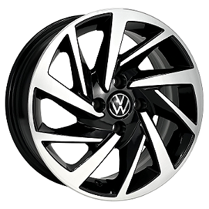 Jogo de Rodas KR R93 Polo Virtus Aro 20 / tala 7,5 / furação 5x112 Offset 47 Preto Diamantado e Grafite Diamantado