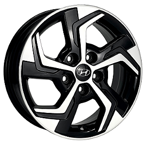 Jogo de Rodas Kr S08 Modelo Creta Sport Aro 16 / tala 6 / furação 5x114 Offset 43 Preto Diamantado