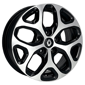 Jogo de Rodas Kr S12 Modelo Captur Intense Aro 16 / tala 6 / furação 5x114 Offset 43 Preto Diamantado