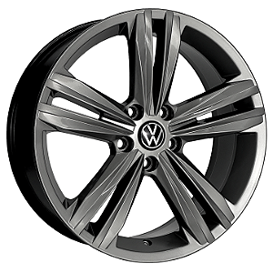 Jogo de Rodas KR S18 R-LINE Aro 20 / tala 7,5 / furação 4x100, 5x100 e 5x112 Offset 38 Grafite Brilhante e Prata Especial