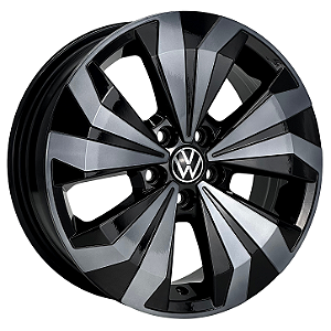 Jogo de Rodas KR S25 250 TSI Aro 16 / tala 6 / furação 5x100 Offset 35 Preto Diamantado e Preto Brilhante