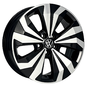 Jogo de Rodas KR S25 250 TSI Aro 17 / tala 7 / furação 5x100 Offset 39 Preto Diamantado e Preto Brilhante