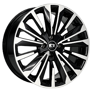 Jogo de Rodas KR S49 Corolla Altis Aro 18 / tala 7 / furação 5x100, 5x105, 5x108, 5x112 e 5x114 Offset 40 Preto Diamantado e Preto Borda Diamantada