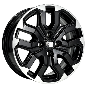 Jogo de Rodas KR S55 FIAT STRADA ULTRA Aro 15 / tala 6 / furação 4x98 Offset 40 Preto Diamantado e Grafite Fosco Diamantado