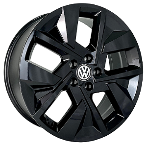Jogo de Rodas KR S58 VW Nova Amarok Aro 18 / tala 7,5 / furação 5x120 Offset 40 Preto, Preto Diamantado e Preto Brilhante
