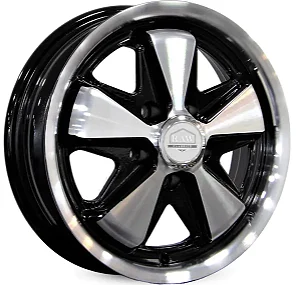 Jogo de Rodas KR FUCHS Fusca Kombi Vw Aro 15 / tala 6 / furação 4x130 e 5x112 Offset 28 Preto Diamantado