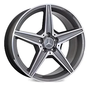 Jogo de Rodas RAW Mercedes-Benz C250 Aro 17 / tala 8 / furação 5x112 Offset 45 Grafite Diamantado e Preto Diamantado