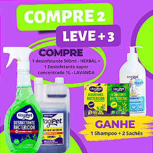 DESINFETANTE BACTERICIDA PRONTO PRA USO 500ML - HERBAL + DESINFETANTE SUPER CONCENTRADO 1L - LAVANDA