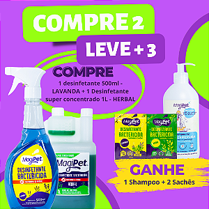 DESINFETANTE BACTERICIDA PRONTO PRA USO 500ML - LAVANDA + DESINFETANTE SUPER CONCENTRADO 1L - HERBAL