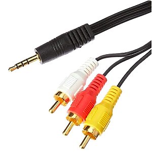 Cabo P3 + 3 RCA Macho Preto 1,5 Metro