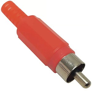 Plug Rca Plastico Com Rabicho Niquel Vermelho