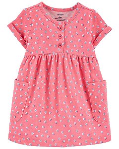 Vestido Rosa de Poá com Tapa-Fralda