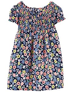 Vestido Floral Azul com Tapa-Fralda