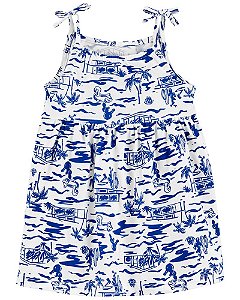 Vestido Branco Estampado com Tapa-Fralda