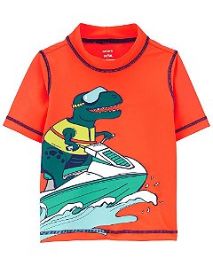 Camiseta Praia Laranja Dinossauro FPS 50+
