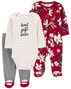 Conjunto Macacão, Body e Calça Floral