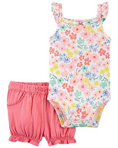 Body e Shorts Florido e Rosa