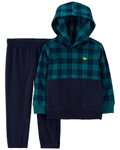 Conjunto Fleece Azul Xadrez