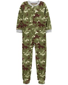 Macacão Fleece Camuflagem de Zíper com Pé