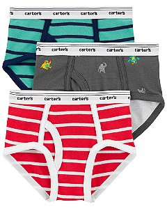 Cuecas Vermelho, Verde e Cinza 2-3 e 4-5 anos