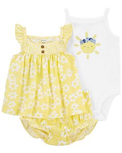 Trio Body, Shorts, Batinha Amarelo Flores