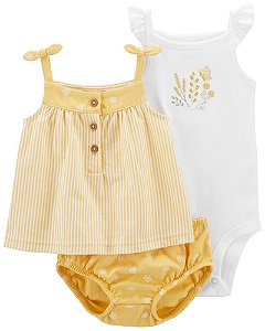 Trio Body, Shorts, Batinha Amarelo Listrado