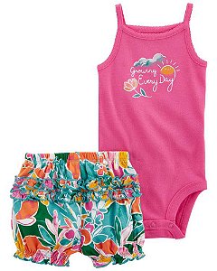 Body e Shorts Floral Pink