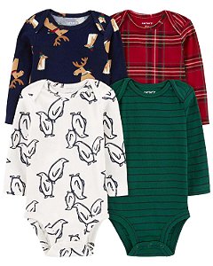 Kit Body Manga Longa Penguim 4 peças