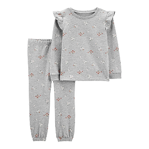 Conjunto Moletinho Cinza com Flores