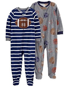 Kit Macacão Fleece Futebol Americano de Ziper com Pé