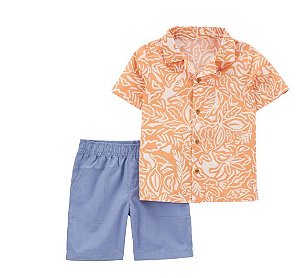 Camisa Laranja e Shorts Azul - 2 anos