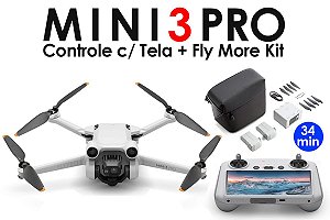 Drone DJI Mini 3 Pro + Controle com Tela + Fly More Kit (Versão Nacional)