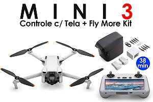 Drone DJI Mini 3 + Controle com Tela + Fly More Kit (Versão Nacional)