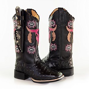 Bota Texana Touro Rosa Bainha e Faca
