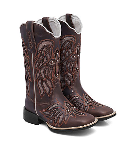 Bota de Couro Texana Feminina Brilho Glitter
