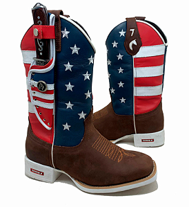 Bota Texana Country Americana Sola Branca com Bainha e Faca