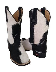 Bota Texana Vaca Holandesa Pêlos Natural