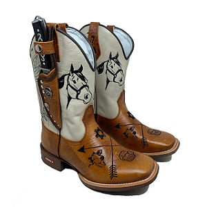 Bota Texana Cavalo Simbolo com Bainha Faca Retiravel