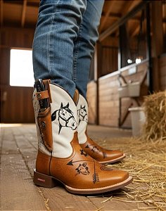 Bota Texana Cavalo Simbolo com Bainha Faca Retiravel