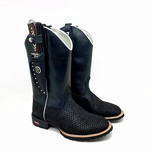 BOTA TEXANA COM BAINHA E FACA BICO REDONDO COURO TILAPIA