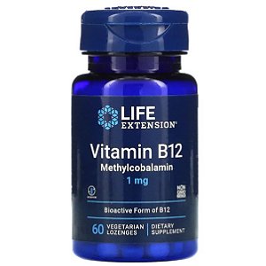 Life Extension, Vitamina B12 Metilcobalamina 1mg 60 Pastilhas
