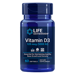 Vitamina D3 125mcg 5000UI 60 Cápsulas Life Extension