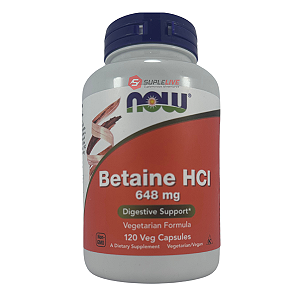 NOW Foods, Betaine HCl (betaína) 648mg 120 Cápsulas